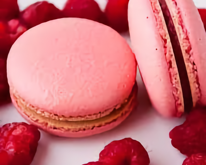 Macarons framboise Maison Gisèle, bouchées artisanales fruitées